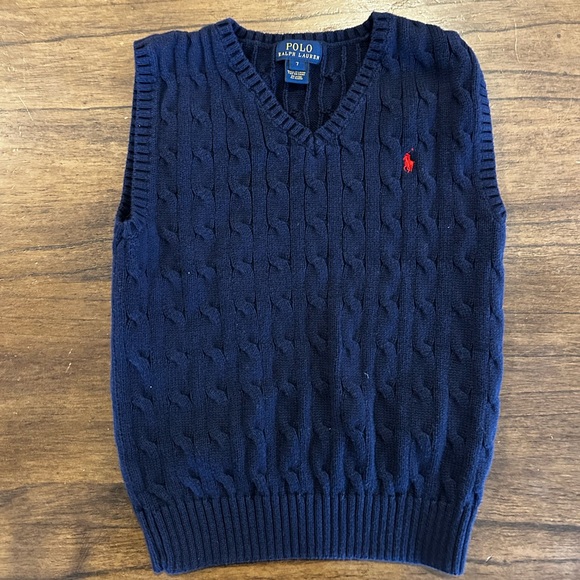 Polo Ralph Lauren Other - Polo Ralph Lauren Boys Cable Knit Sweater Vest Navy Size 7